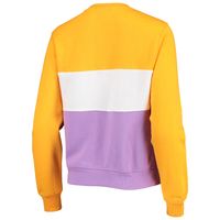 Women's Mitchell & Ness Gold/Purple Los Angeles Lakers Hardwood Classics Colorblock - Pullover Sweatshirt