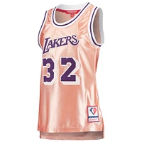 Women's Mitchell & Ness Magic Johnson Pink Los Angeles Lakers 75th Anniversary Rose Gold 1984 Swingman Jersey