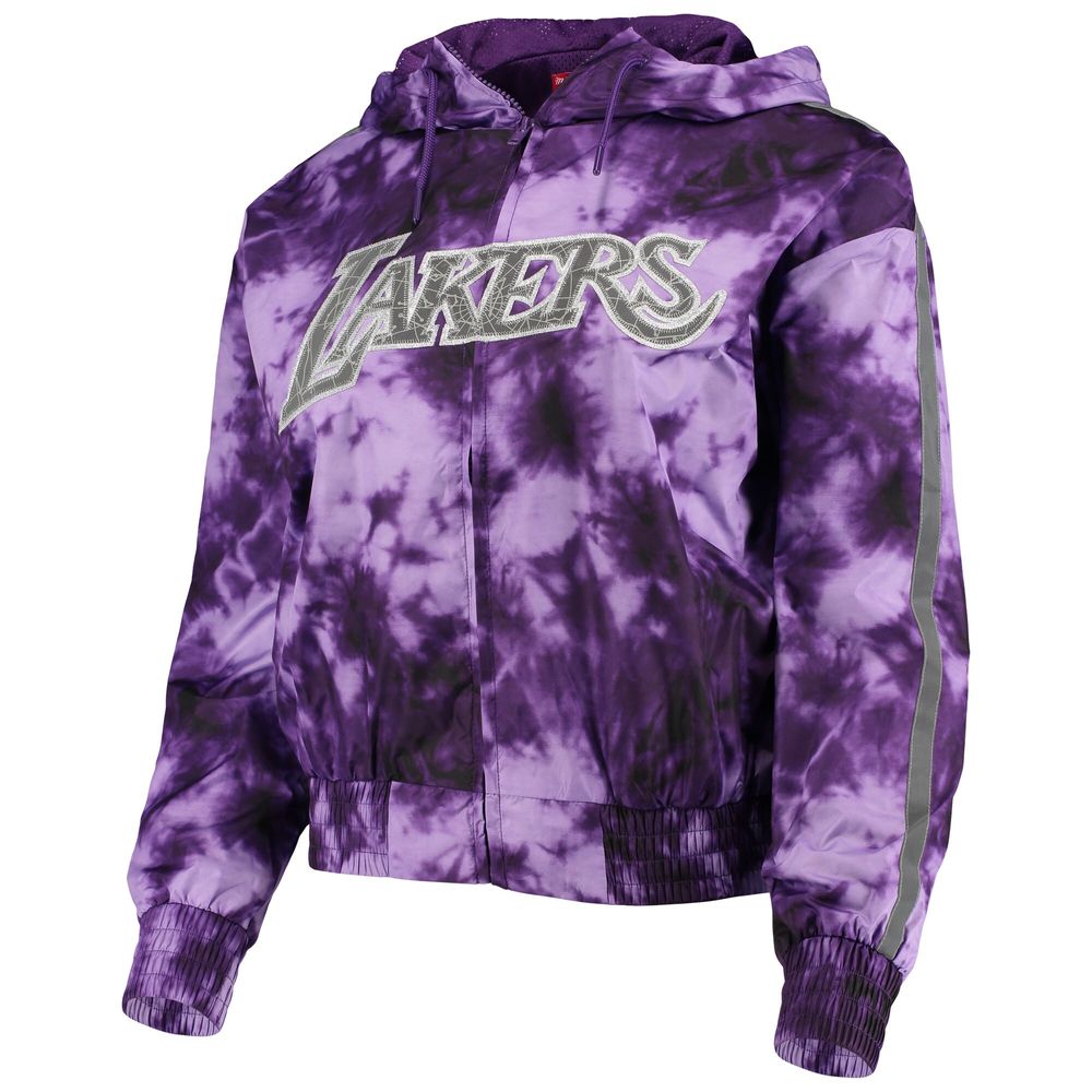 Women's Mitchell & Ness Purple Los Angeles Lakers Galaxy Sublimated Windbreaker Pullover Full-Zip Hoodie