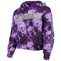 Women's Mitchell & Ness Purple Los Angeles Lakers Galaxy Sublimated Windbreaker Pullover Full-Zip Hoodie