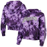 Women's Mitchell & Ness Purple Los Angeles Lakers Galaxy Sublimated Windbreaker Pullover Full-Zip Hoodie