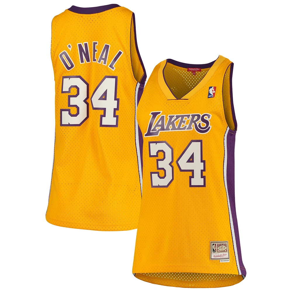 Maillot Swingman Mitchell & Ness Shaquille O'Neal doré Los Angeles Lakers 1999/00 Hardwood Classics pour femme