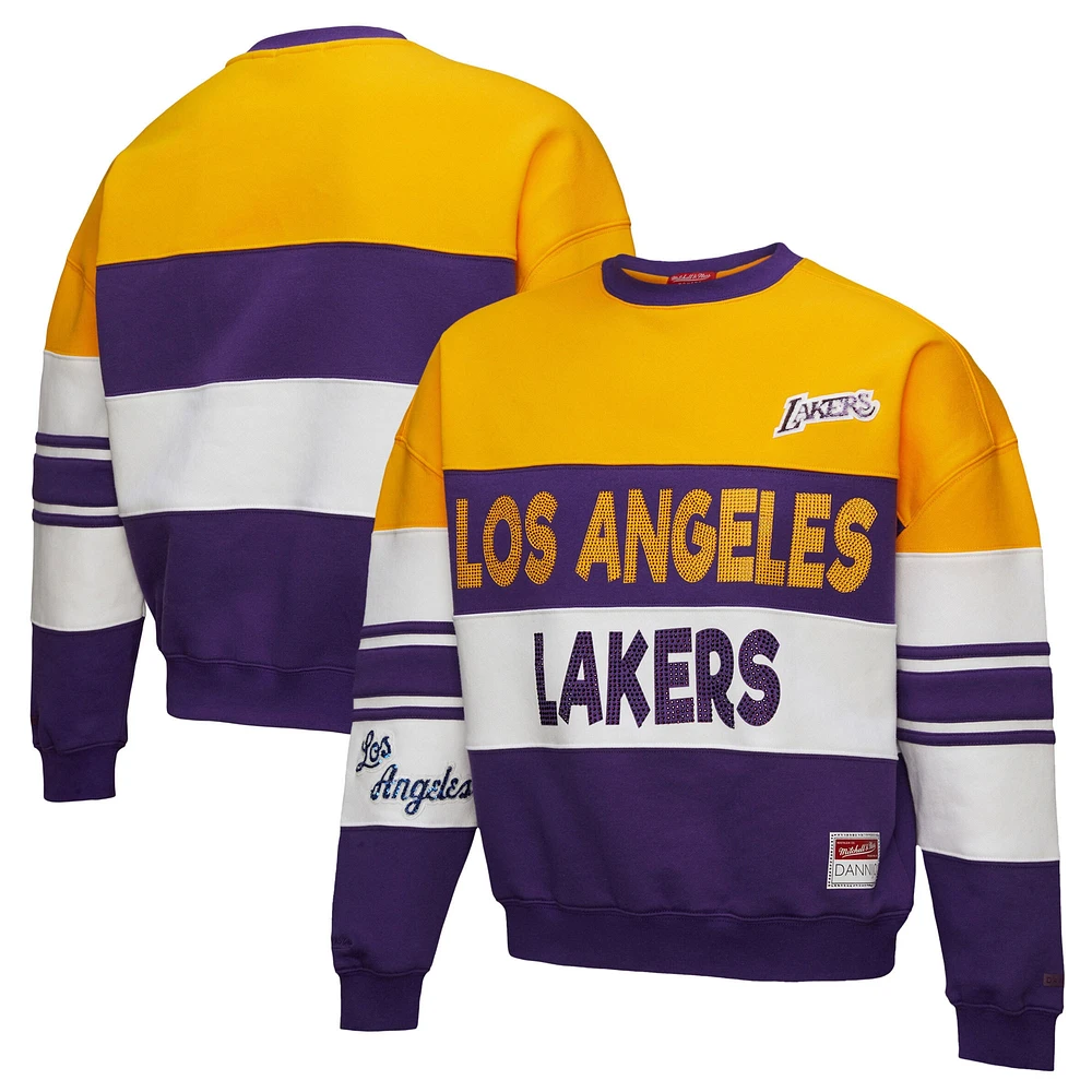Women's Mitchell & Ness x DANNIJO  Gold/Purple Los Angeles Lakers Blocked Pullover Sweatshirt