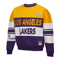 Women's Mitchell & Ness x DANNIJO  Gold/Purple Los Angeles Lakers Blocked Pullover Sweatshirt