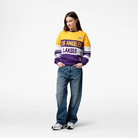 Women's Mitchell & Ness x DANNIJO  Gold/Purple Los Angeles Lakers Blocked Pullover Sweatshirt