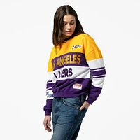 Women's Mitchell & Ness x DANNIJO  Gold/Purple Los Angeles Lakers Blocked Pullover Sweatshirt