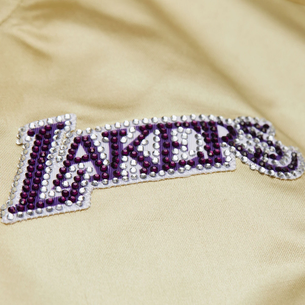 Women's Mitchell & Ness x DANNIJO Gold Los Angeles Lakers Cropped Satin Full-Snap Jacket