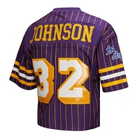 Women's Mitchell & Ness x DANNIJO Magic Johnson Purple Los Angeles Lakers Cropped Football Fashion Jersey