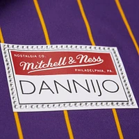 Women's Mitchell & Ness x DANNIJO Magic Johnson Purple Los Angeles Lakers Cropped Football Fashion Jersey