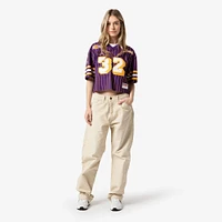 Women's Mitchell & Ness x DANNIJO Magic Johnson Purple Los Angeles Lakers Cropped Football Fashion Jersey