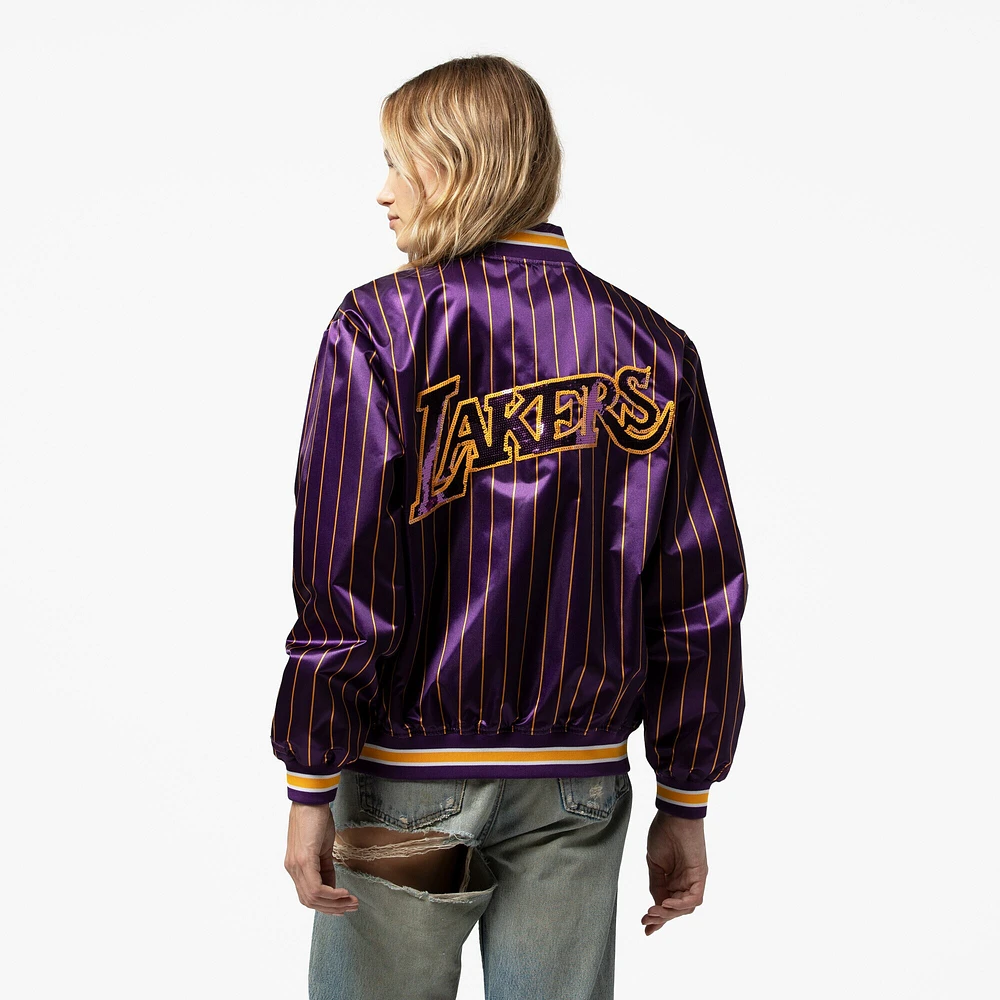 Women's Mitchell & Ness x DANNIJO  Purple Los Angeles Lakers Satin Full-Snap Jacket