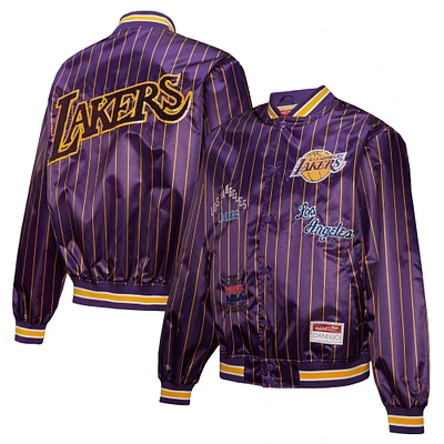 Women's Mitchell & Ness x DANNIJO  Purple Los Angeles Lakers Satin Full-Snap Jacket