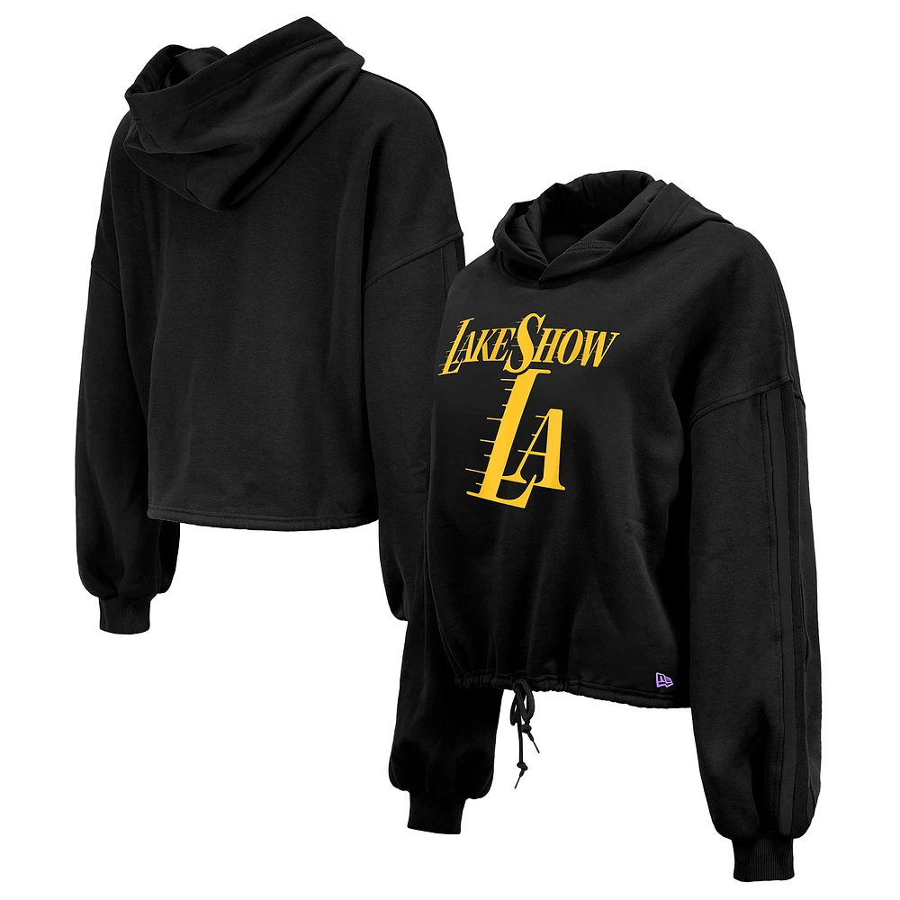 Women's New Era Black Los Angeles Lakers 2024/25 City Edition Cropped Pullover Hoodie