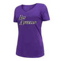 T-shirt à col en V pour femme Los Angeles Lakers 2022/23 City Edition violet New Era