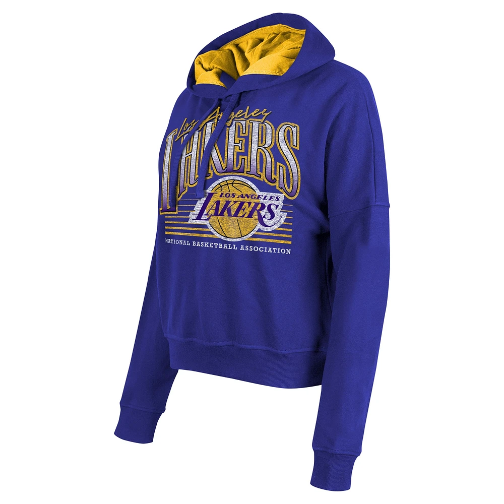 Women's New Era Purple Los Angeles Lakers Boxy Pullover Hoodie