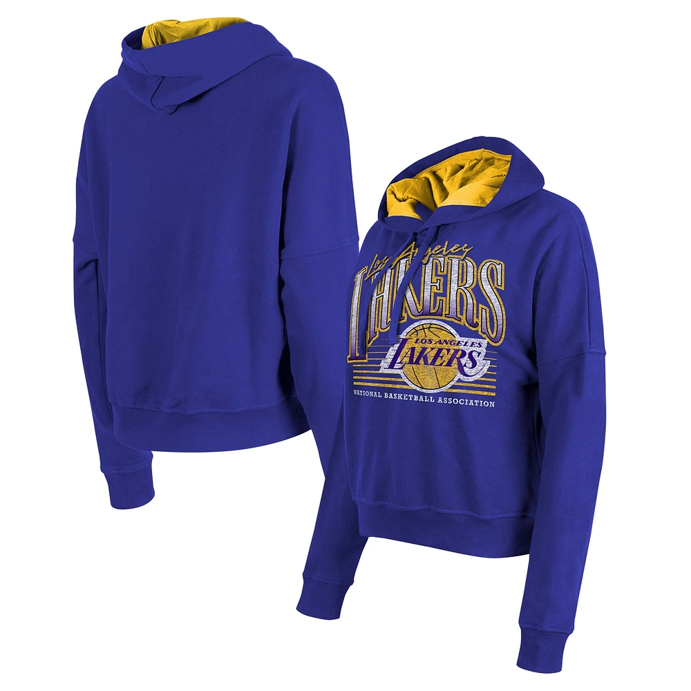 Sweat à capuche violet New Era pour femme Los Angeles Lakers Boxy Pullover