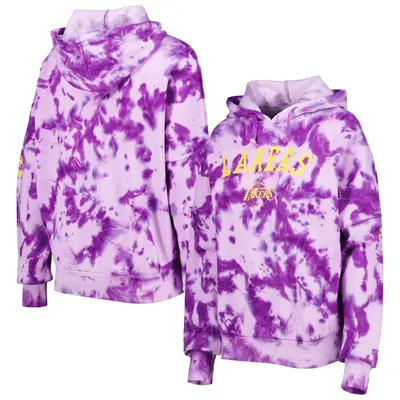 Los Angeles Lakers New Era Women's Brushed Cotton Tie-Dye Pullover Hoodie - Purple