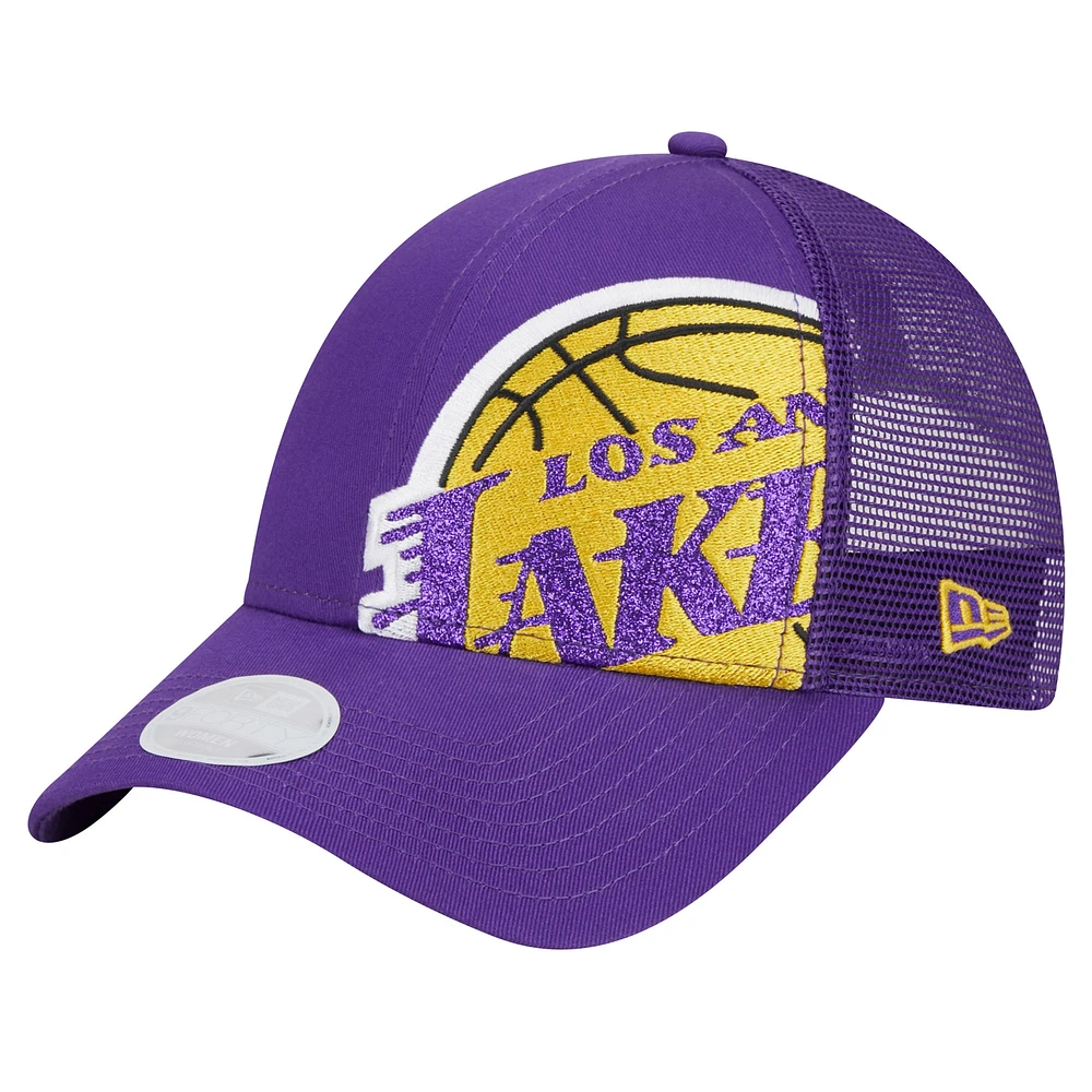 Casquette réglable 9FORTY avec logo scintillant des Los Angeles Lakers Game Day New Era pour femme