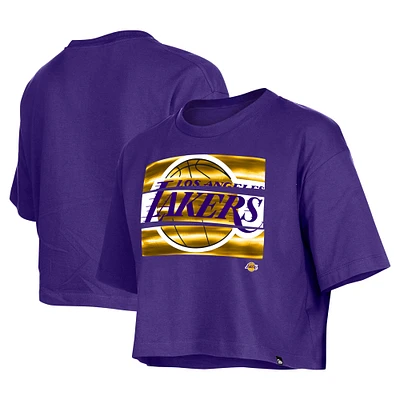 Women's New Era Purple Los Angeles Lakers Oversized Boxy Crop T-Shirt