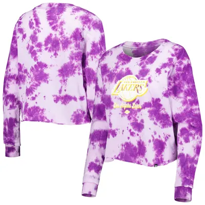 Los Angeles Lakers New Era Women's Tie Dye Cropped Long Sleeve T-Shirt - Purple