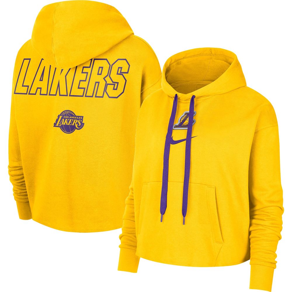 Women's Nike Gold Los Angeles Lakers Courtside Cropped Pullover Hoodie