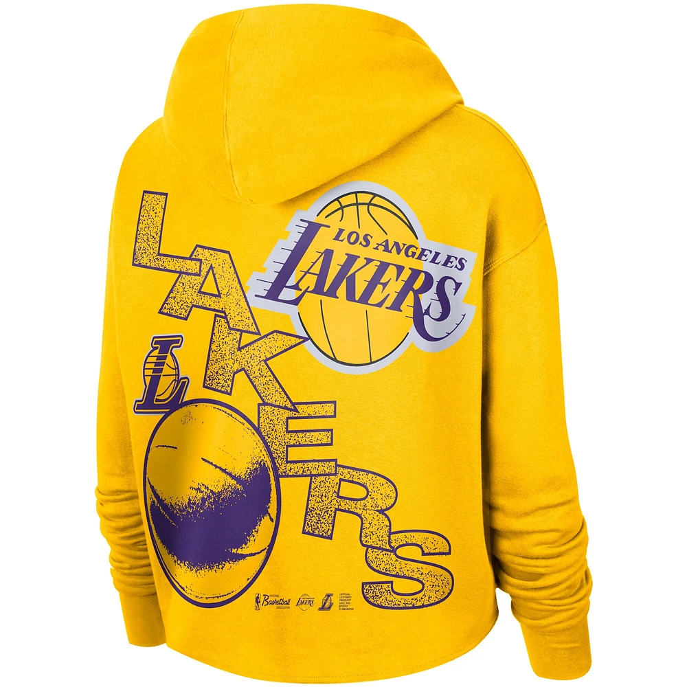 Women's Nike Gold Los Angeles Lakers Courtside Team Cropped Pullover Hoodie