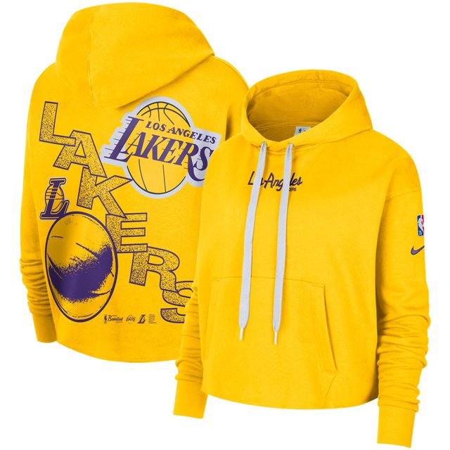 Sweat à capuche court Nike Los Angeles Lakers Courtside Team doré pour femme