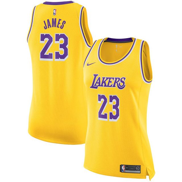 Nike LeBron James Gold Los Angeles Lakers Swingman pour femme - Maillot fini Icon Edition