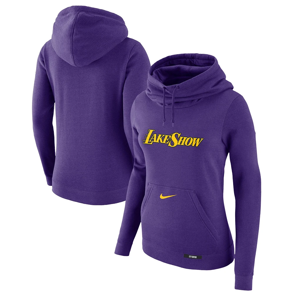 Sweat à capuche Nike violet Los Angeles Lakers 2024/25 City Edition Essential Club pour femme