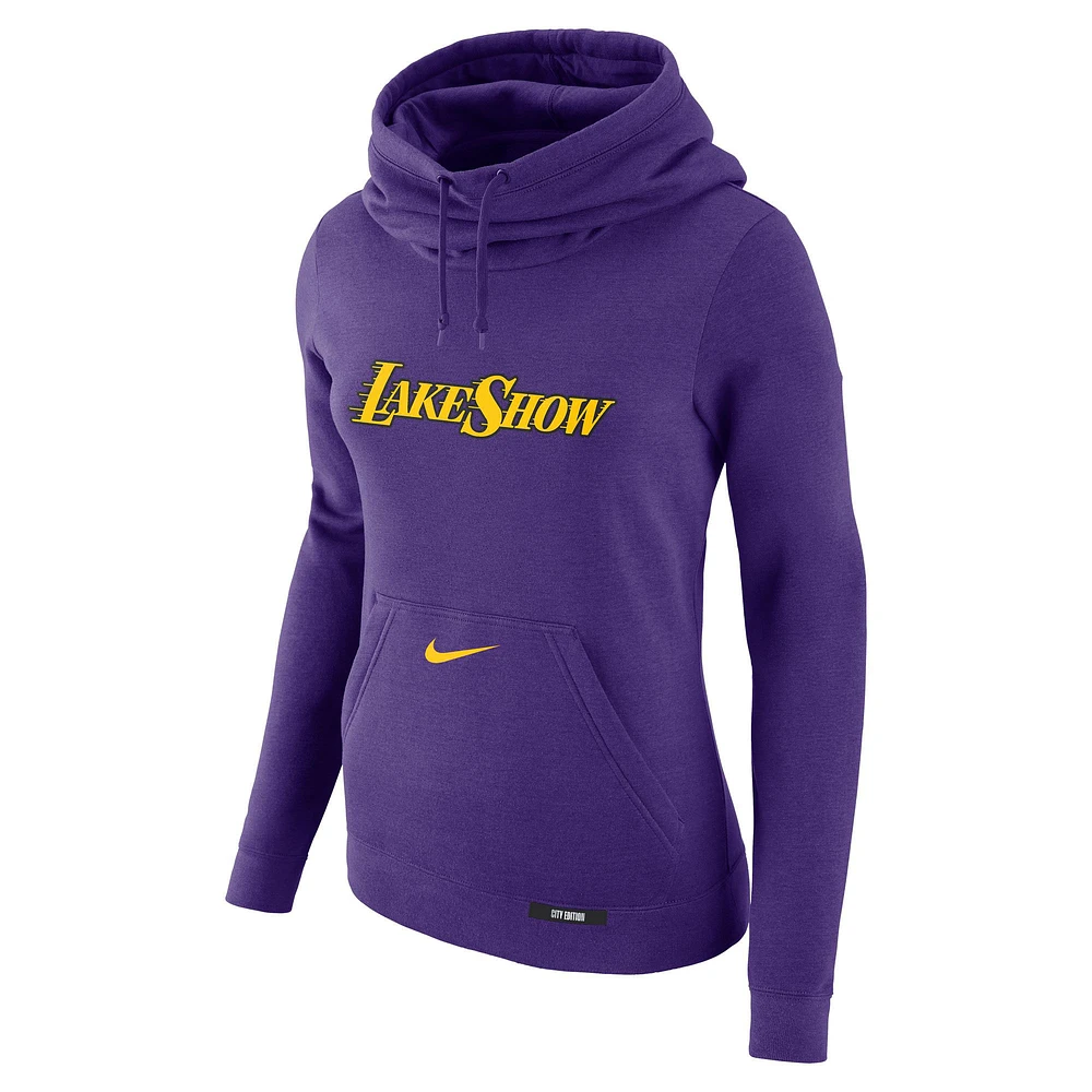 Sweat à capuche Nike violet Los Angeles Lakers 2024/25 City Edition Essential Club pour femme