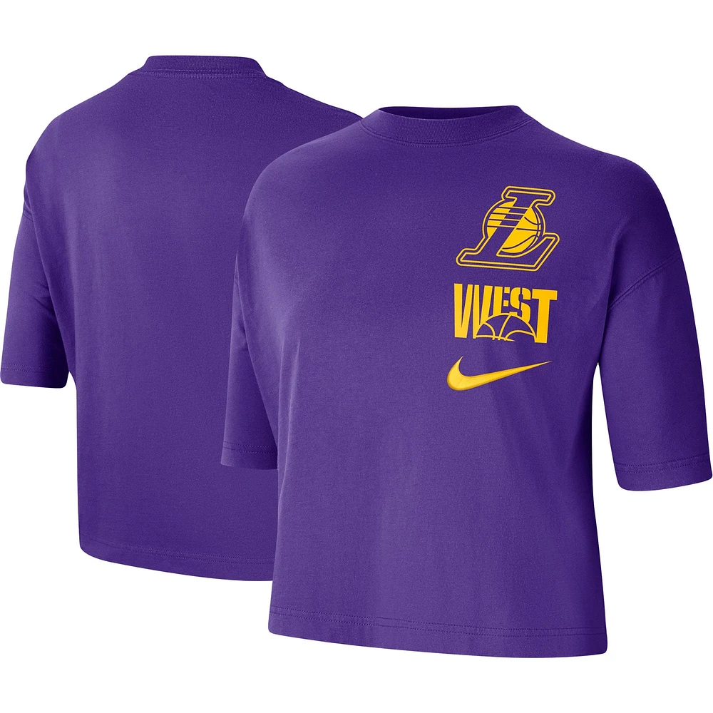 T-shirt droit pour femme Nike Los Angeles Lakers Essential pourpre