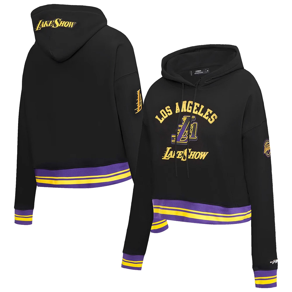 Women's Pro Standard Black Los Angeles Lakers 2024/25 City Edition Cropped Pullover Hoodie
