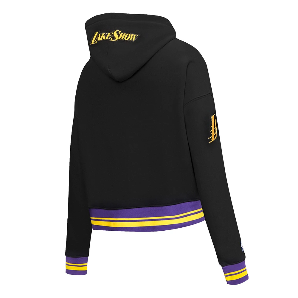 Women's Pro Standard Black Los Angeles Lakers 2024/25 City Edition Cropped Pullover Hoodie