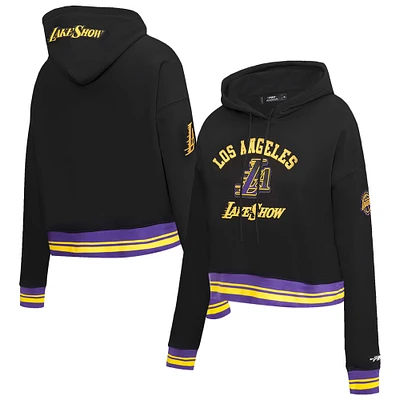 Women's Pro Standard Black Los Angeles Lakers 2024/25 City Edition Cropped Pullover Hoodie