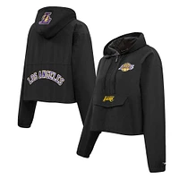 Veste courte à demi-zip tissée coupe-vent classique Pro Standard noire des Los Angeles Lakers pour femmes