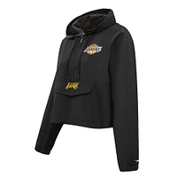 Women's Pro Standard Black Los Angeles Lakers Classic Wind Woven Cropped Half-Zip Jacket