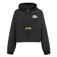 Women's Pro Standard Black Los Angeles Lakers Classic Wind Woven Cropped Half-Zip Jacket