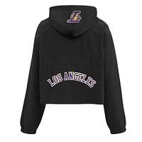 Women's Pro Standard Black Los Angeles Lakers Classic Wind Woven Cropped Half-Zip Jacket