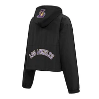 Women's Pro Standard Black Los Angeles Lakers Classic Wind Woven Cropped Half-Zip Jacket