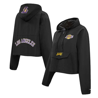 Women's Pro Standard Black Los Angeles Lakers Classic Wind Woven Cropped Half-Zip Jacket