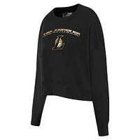 Women's Pro Standard  Black Los Angeles Lakers Glam Cropped Pullover Sweatshirt