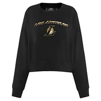 Women's Pro Standard  Black Los Angeles Lakers Glam Cropped Pullover Sweatshirt