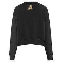 Women's Pro Standard  Black Los Angeles Lakers Glam Cropped Pullover Sweatshirt