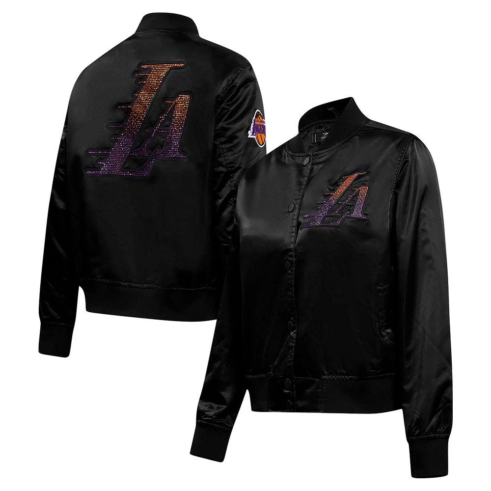 Veste à boutons-pression en satin ornée de bijoux Los Angeles Lakers Pro Standard noire pour femme