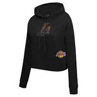 Women's Pro Standard Black Los Angeles Lakers Jewels Cropped Pullover Hoodie