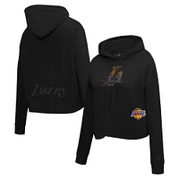 Women's Pro Standard Black Los Angeles Lakers Jewels Cropped Pullover Hoodie