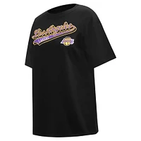 Women's Pro Standard Black Los Angeles Lakers Script Boyfriend T-Shirt