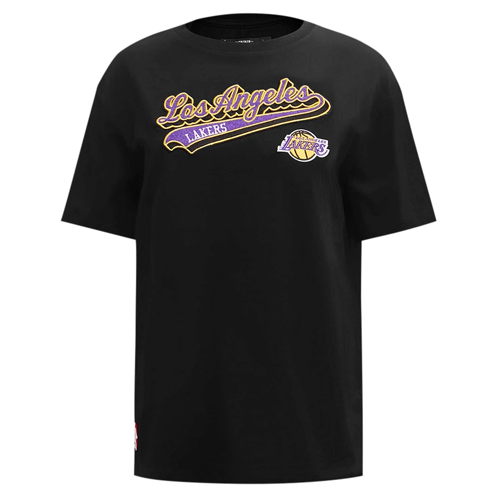 Women's Pro Standard Black Los Angeles Lakers Script Boyfriend T-Shirt