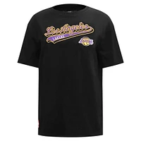 Women's Pro Standard Black Los Angeles Lakers Script Boyfriend T-Shirt