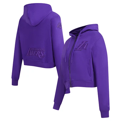 Sweat à capuche violet triple fermeture éclair Pro Standard des Lakers de Los Angeles pour femmes